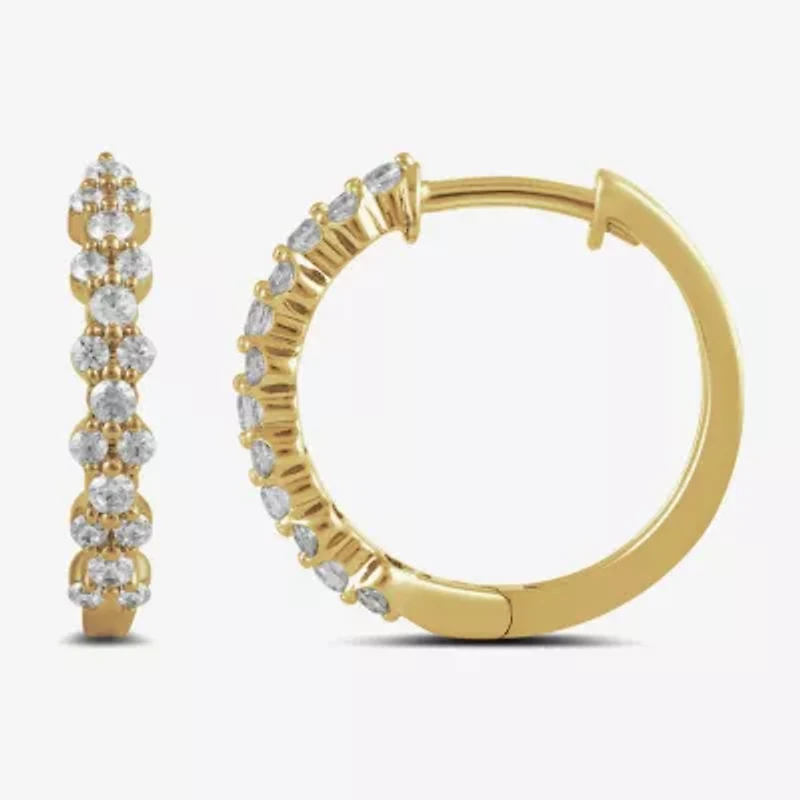 Womens 1/2 CT. T.W. Lab Grown White Diamond 10K Gold 16.8mm Hoop Earrings