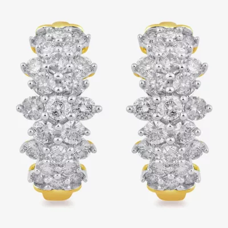 Womens 2 CT. T.W. Lab Grown White Diamond 10K Gold 19.1mm Hoop Earrings