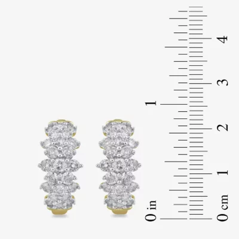 Womens 2 CT. T.W. Lab Grown White Diamond 10K Gold 19.1mm Hoop Earrings