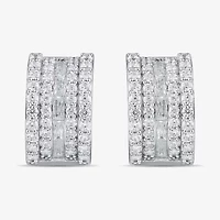 Womens 2 CT. T.W. Lab Grown White Diamond 10K White Gold 18.1mm Hoop Earrings