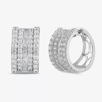 Womens 2 CT. T.W. Lab Grown White Diamond 10K White Gold 18.1mm Hoop Earrings