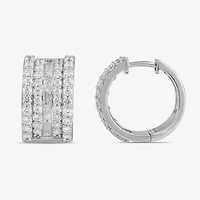 Womens 2 CT. T.W. Lab Grown White Diamond 10K White Gold 18.1mm Hoop Earrings