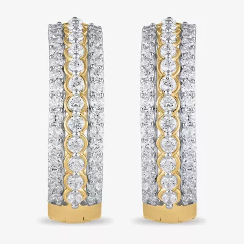 Womens 2 CT. T.W. Lab Grown White Diamond 10K Gold 25.1mm Hoop Earrings