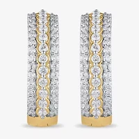 Womens 2 CT. T.W. Lab Grown White Diamond 10K Gold 25.1mm Hoop Earrings