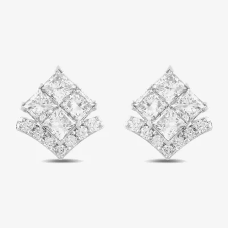 1 1/2 CT. T.W. Lab Grown White Diamond 10K White Gold 10.7mm Stud Earrings