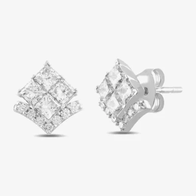 1 1/2 CT. T.W. Lab Grown White Diamond 10K White Gold 10.7mm Stud Earrings