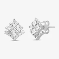 1 1/2 CT. T.W. Lab Grown White Diamond 10K White Gold 10.7mm Stud Earrings