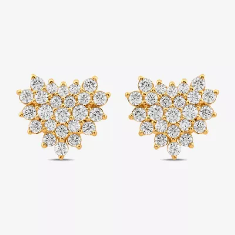 3/4 CT. T.W. Lab Grown White Diamond 10K Gold 10.1mm Heart Stud Earrings