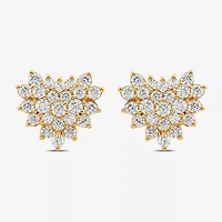 3/4 CT. T.W. Lab Grown White Diamond 10K Gold 10.1mm Heart Stud Earrings