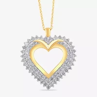 Womens 1 CT. T.W. Lab Grown White Diamond 10K Gold Heart 18 Inch Pendant Necklace