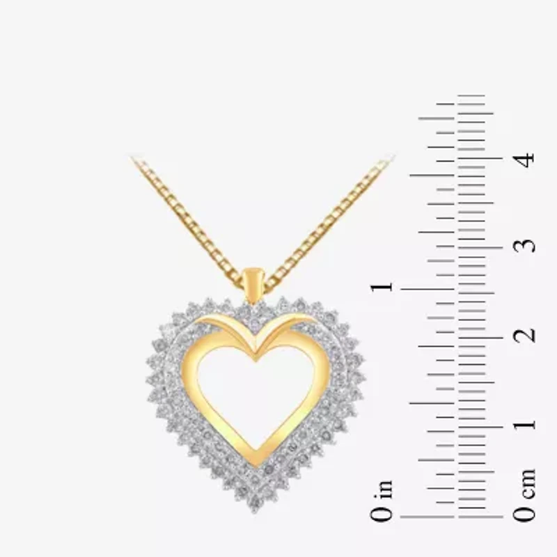 Womens 1 CT. T.W. Lab Grown White Diamond 10K Gold Heart 18 Inch Pendant Necklace