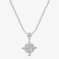Womens 1 CT. T.W. Lab Grown White Diamond 10K White Gold 18 Inch Pendant Necklace