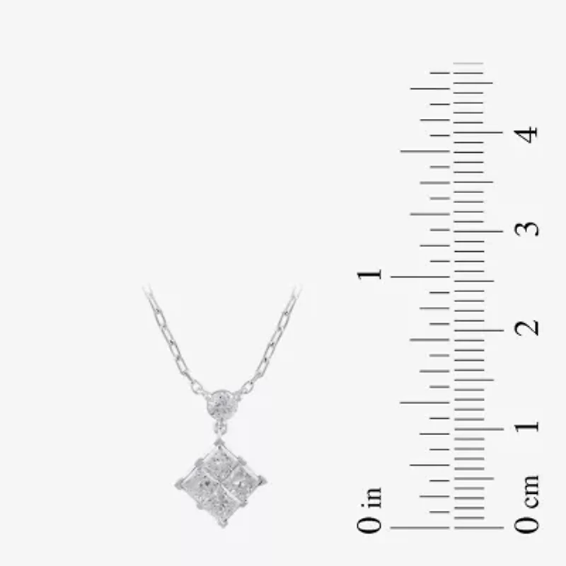 Womens 1 CT. T.W. Lab Grown White Diamond 10K White Gold 18 Inch Pendant Necklace