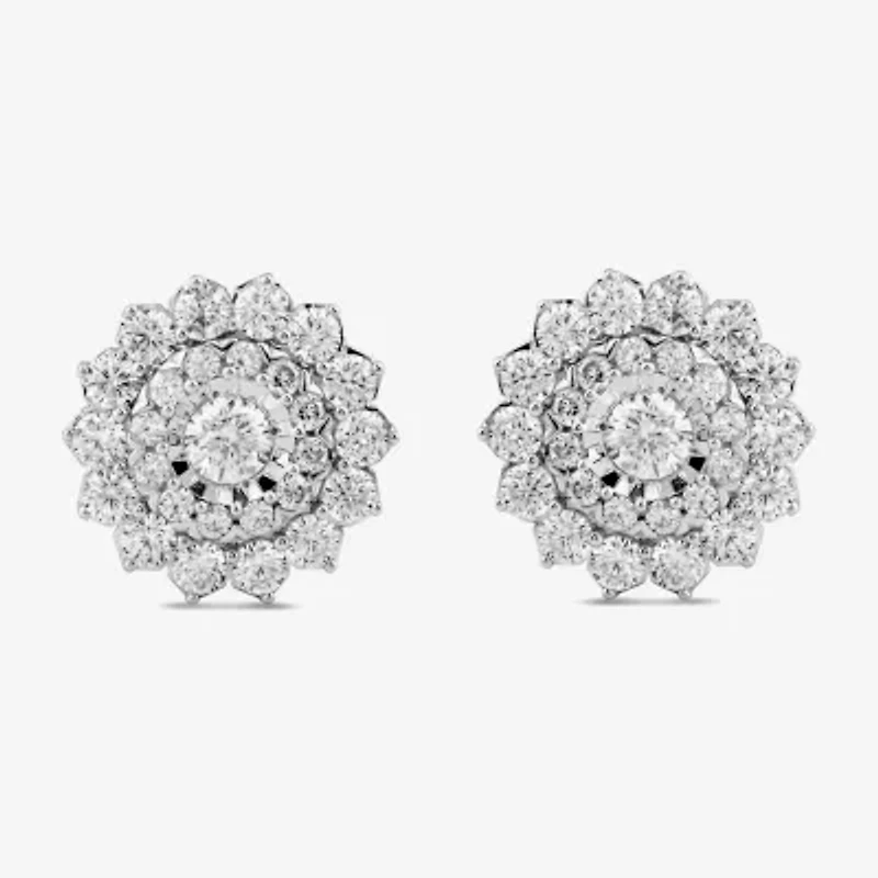1 CT. T.W. Lab Grown White Diamond 10K White Gold 11.1mm Stud Earrings