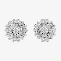 1 CT. T.W. Lab Grown White Diamond 10K White Gold 11.1mm Stud Earrings