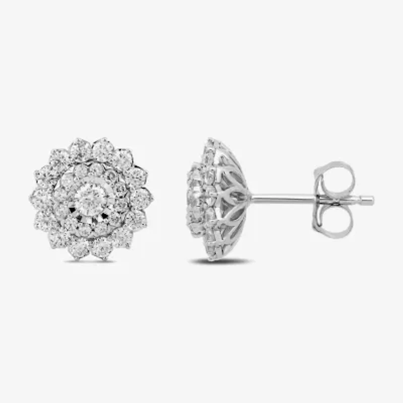1 CT. T.W. Lab Grown White Diamond 10K White Gold 11.1mm Stud Earrings