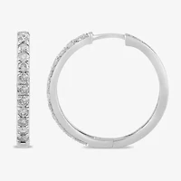 Womens 1 CT. T.W. Lab Grown White Diamond 10K Gold 22.5mm Hoop Earrings