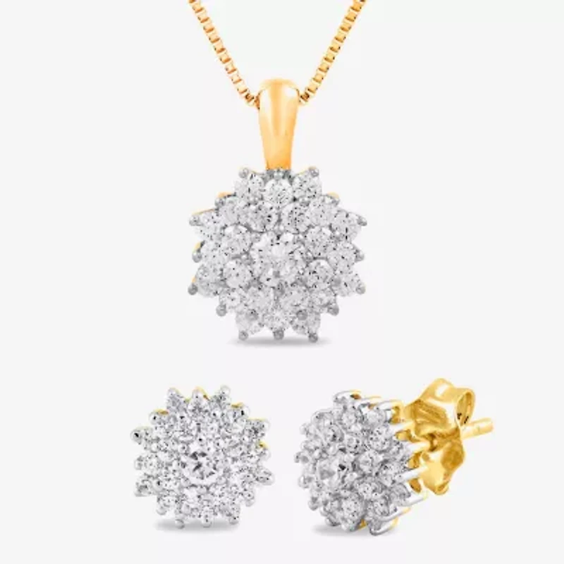 Womens 1 CT. T.W. Lab Grown White Diamond 10K Gold 2-pc. Jewelry Set