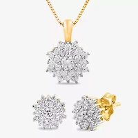 Womens 1 CT. T.W. Lab Grown White Diamond 10K Gold 2-pc. Jewelry Set