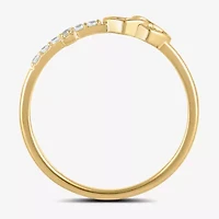 Womens Diamond Accent Lab Grown White 10K Gold Cross Heart Band