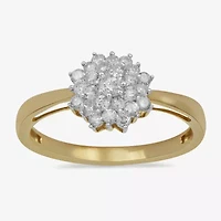Womens 1/2 CT. T.W. Lab Grown White Diamond 10K Gold Cluster Cocktail Ring