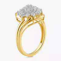 Womens 1 CT. T.W. Lab Grown White Diamond 10K Gold Cluster Cocktail Ring