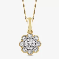 Diamond Blossom I2.I Womens 1/3 CT. T.W. Lab Grown White Diamond 10K Gold Flower 18 Inch Pendant Necklace