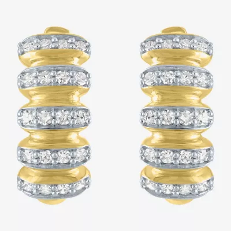 (Gh / Si2 I1) Womens 1/3 CT. T.W. Lab Grown White Diamond 10K Gold 14mm Hoop Earrings