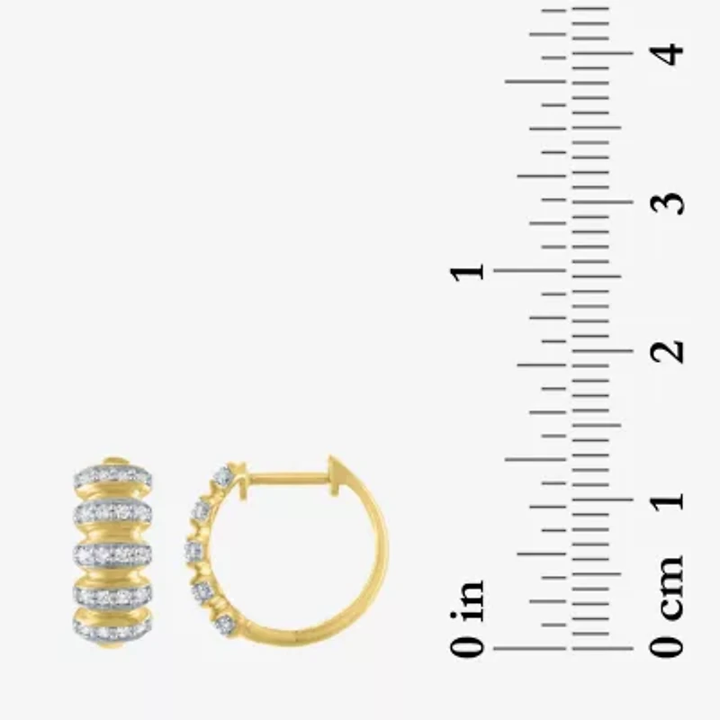 (Gh / Si2 I1) Womens 1/3 CT. T.W. Lab Grown White Diamond 10K Gold 14mm Hoop Earrings