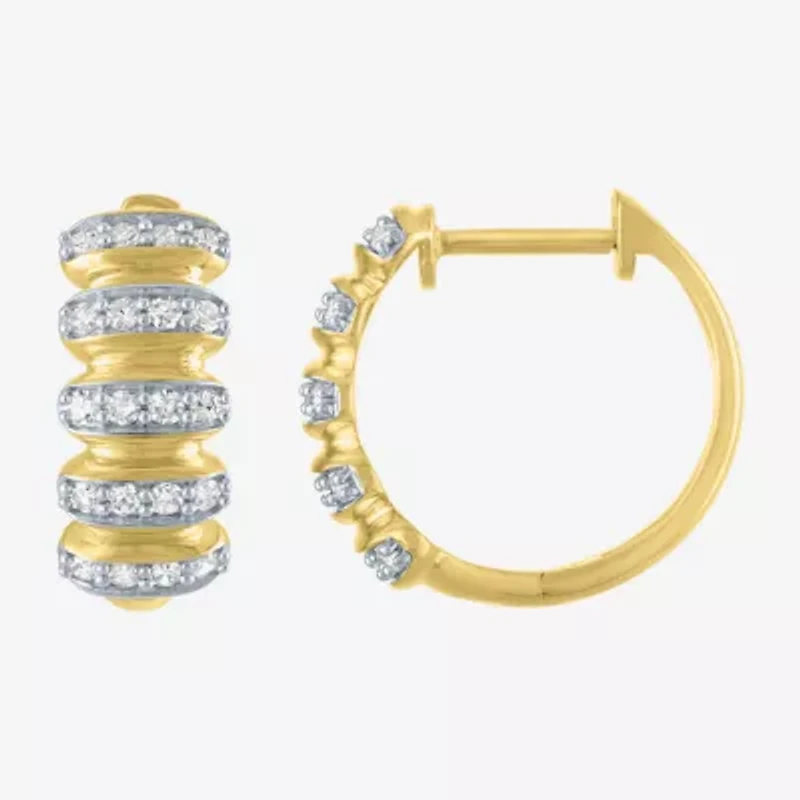 (Gh / Si2 I1) Womens 1/3 CT. T.W. Lab Grown White Diamond 10K Gold 14mm Hoop Earrings