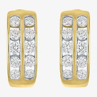 (Gh / Si2 I1) Womens 1 CT. T.W. Lab Grown White Diamond 10K Gold 15mm Hoop Earrings
