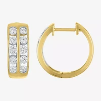 (Gh / Si2 I1) Womens 1 CT. T.W. Lab Grown White Diamond 10K Gold 15mm Hoop Earrings