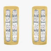 (Gh / Si2 I1) Womens 1/3 CT. T.W. Lab Grown White Diamond 10K Gold 11mm Hoop Earrings