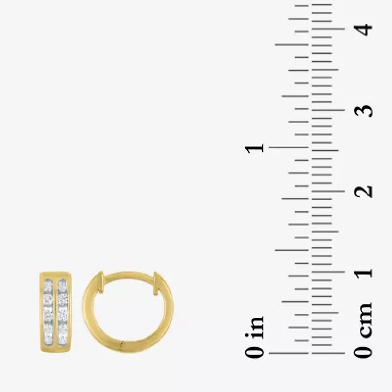 (Gh / Si2 I1) Womens 1/3 CT. T.W. Lab Grown White Diamond 10K Gold 11mm Hoop Earrings