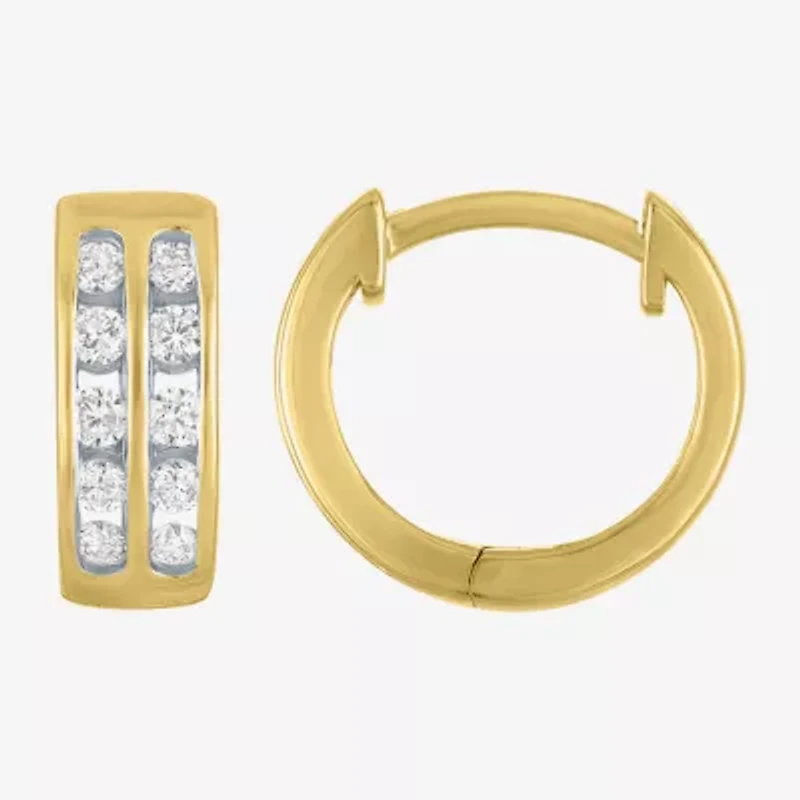 (Gh / Si2 I1) Womens 1/3 CT. T.W. Lab Grown White Diamond 10K Gold 11mm Hoop Earrings
