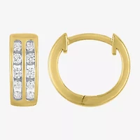 (Gh / Si2 I1) Womens 1/3 CT. T.W. Lab Grown White Diamond 10K Gold 11mm Hoop Earrings