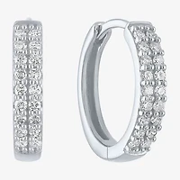 (Gh / Si2 I1) Womens 1/6 CT. T.W. Lab Grown White Diamond 10K White Gold 12mm Hoop Earrings