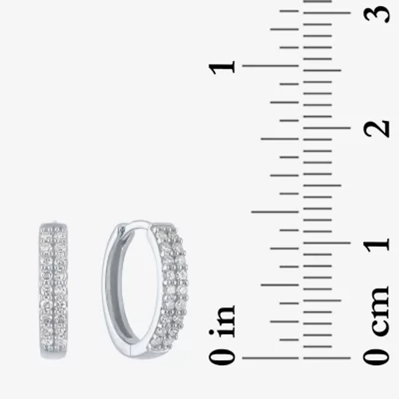 (Gh / Si2 I1) Womens 1/6 CT. T.W. Lab Grown White Diamond 10K White Gold 12mm Hoop Earrings
