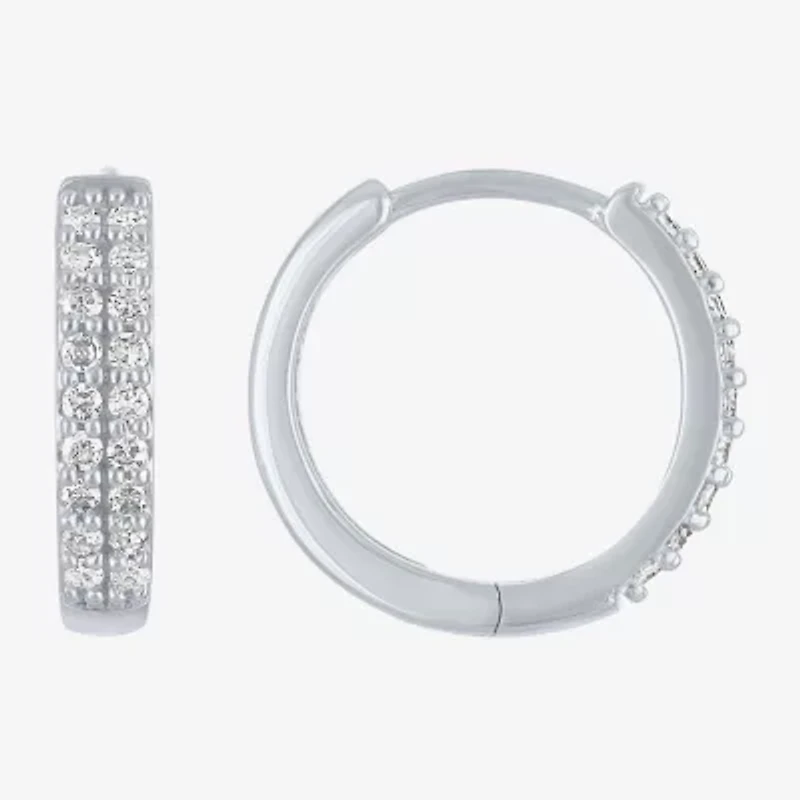 (Gh / Si2 I1) Womens 1/6 CT. T.W. Lab Grown White Diamond 10K White Gold 12mm Hoop Earrings