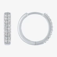 (Gh / Si2 I1) Womens 1/6 CT. T.W. Lab Grown White Diamond 10K White Gold 12mm Hoop Earrings