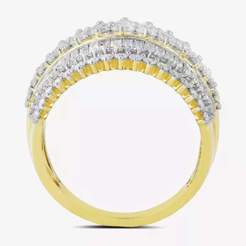(G/Si2) Womens 2 CT. T.W. Lab Grown White Diamond 10K Gold Cluster Cocktail Ring