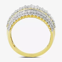 (G/Si2) Womens 2 CT. T.W. Lab Grown White Diamond 10K Gold Cluster Cocktail Ring