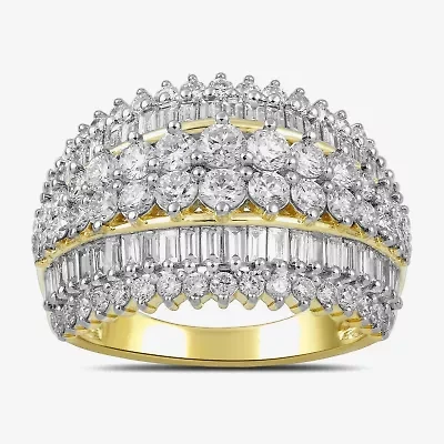 (G/Si2) Womens 2 CT. T.W. Lab Grown White Diamond 10K Gold Cluster Cocktail Ring