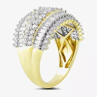 (G/Si2) Womens 2 CT. T.W. Lab Grown White Diamond 10K Gold Cluster Cocktail Ring