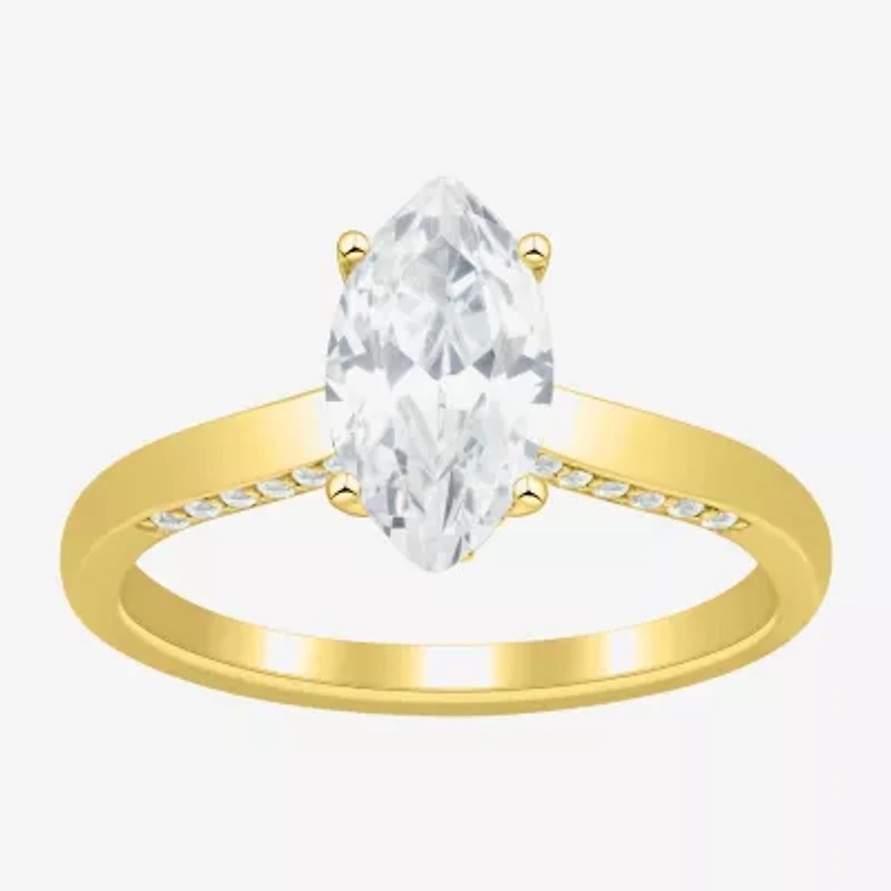 (H-I / Si1-Si2) Womens 1 3/4 CT. T.W. Lab Grown White Diamond 10K Gold Marquise Solitaire Engagement Ring