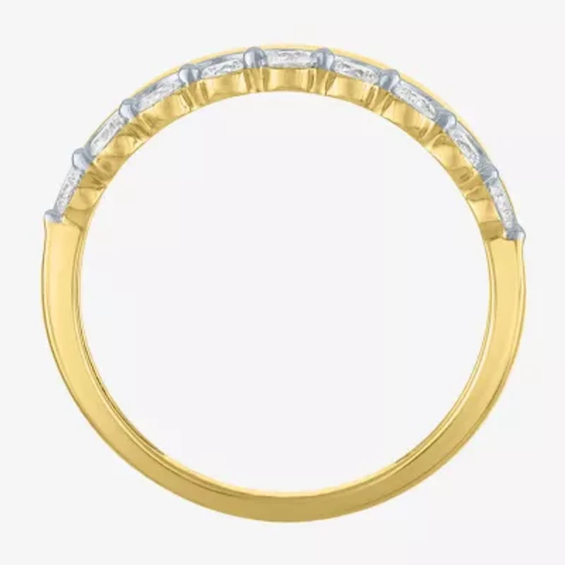 (G-H / Si2-I1) Womens 1/3 CT. T.W. Lab Grown White Diamond 10K Gold Anniversary Band