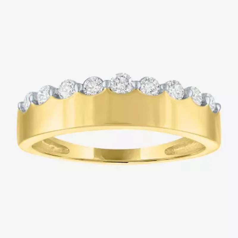 (G-H / Si2-I1) Womens 1/3 CT. T.W. Lab Grown White Diamond 10K Gold Anniversary Band