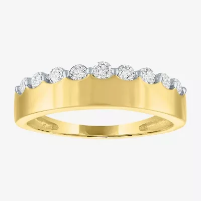 (G-H / Si2-I1) Womens 1/3 CT. T.W. Lab Grown White Diamond 10K Gold Anniversary Band