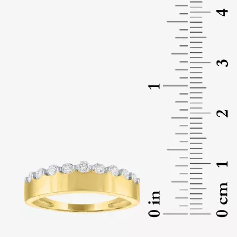 (G-H / Si2-I1) Womens 1/3 CT. T.W. Lab Grown White Diamond 10K Gold Anniversary Band