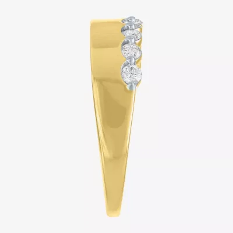 (G-H / Si2-I1) Womens 1/3 CT. T.W. Lab Grown White Diamond 10K Gold Anniversary Band